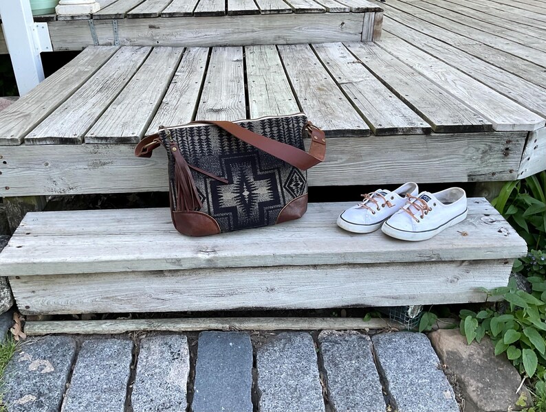 Slouch Purse Shoulder Bag Made With Pendleton Wool & Leather bild 9