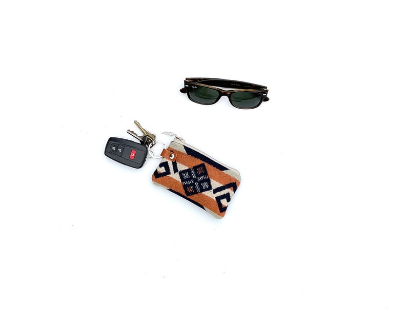 Key Fob Zipper Pouch, Mini Wallet, Small Wristlet, Pocket Purse Made With Pendleton® Wool & Leather image 8