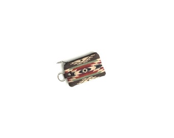 Key Fob Wallet, Mini Zipper Pouch, Credit Card Wallet, Pocket Purse Made With Pendleton® Wool and Leather