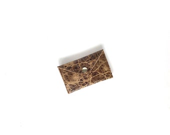 Small Distressed Embossed Leather Wallet, Credit Card Case, Coin Purse