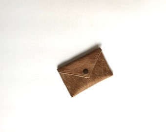 Small Brown Hair On Cowhide Wallet, Credit Card Case, Coin Purse