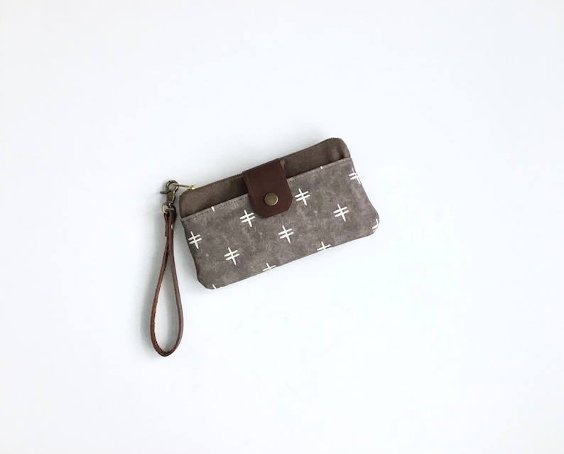 Minimalist Purse Small Southwest Wallet Brown Bohemian Waxed Canvas Wristlet