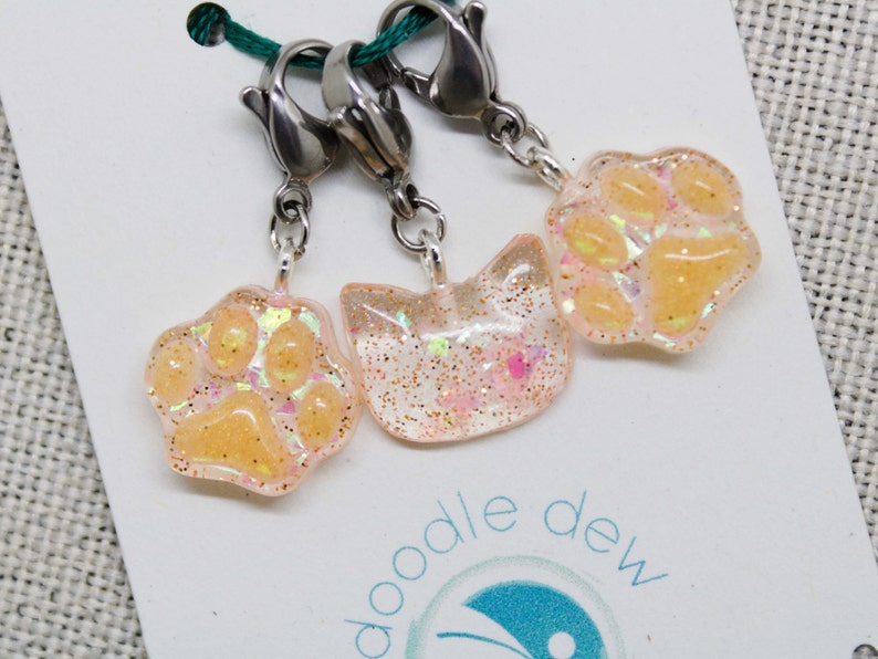 Rosa und Gold Glitter Katze und Pfote Druck Stich Marker ...