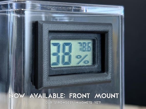 Magnetic Mini Hygrometer Mount WITH Hygrometer: Jumping Spider Enclosure Temp & Humidity Monitor