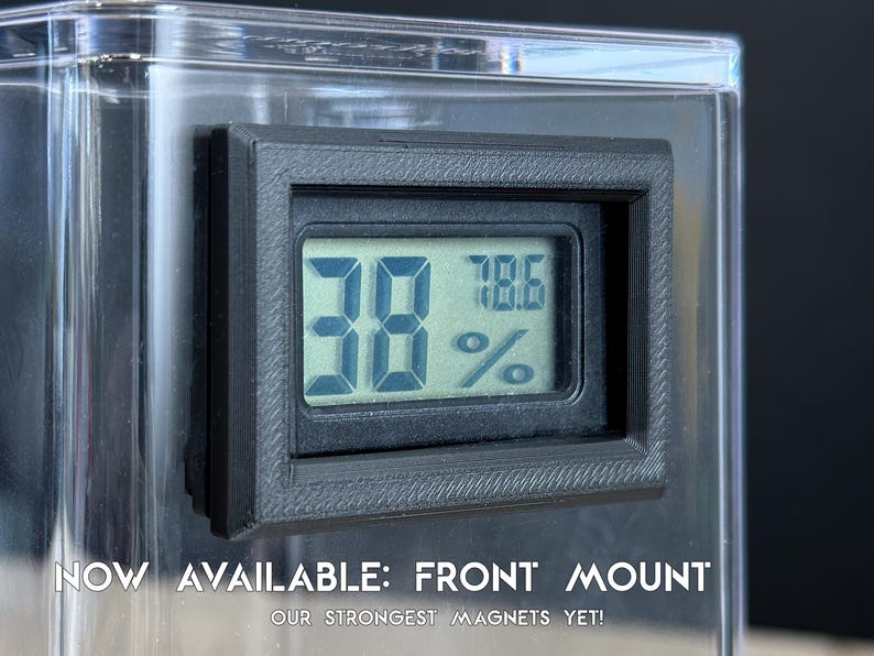 Front mounted hygrometer holder for jumping spiders gecko, frogs