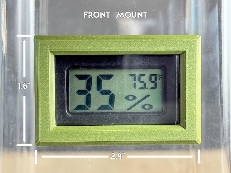 Front mounted hygrometer holder for jumping spiders gecko, frogs