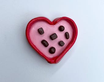 Scatola di caramelle a forma di cuore di San Valentino fatta a mano, magnete in argilla