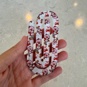 Segnalibro/graffetta gigante bianca a forma di ragazza fragola, graffetta 2"x4", regalo vintage a forma di ragazza fragola, collezione "ragazza fragola"