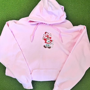 Embroidered Strawberry Girl Vintage Hoodie, Nostalgic Hoodie, strawberry girl clothing, Shortcake Hoodie, Strawberry Pink girl Hoodie