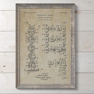 Vintage DNA-RNA Teaching Aid Patent A4 Print: Kenneth H. Baker 1971 - Science Classroom Decor - Genetic Old Paper - Biology Wall Art.