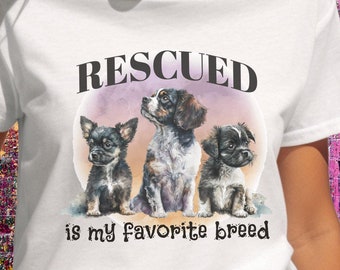 T-shirt de race de chien sauvée, t-shirt de sauvetage d'animal, cadeau pour propriétaire d'animal de compagnie