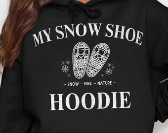 Sneeuwschoenhoodie: unisex winterwandeling grafisch sweatshirt