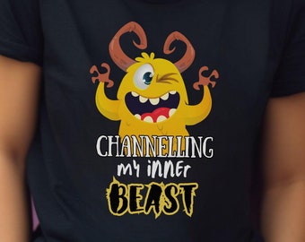 Quirky Monster Graphic T-Shirt: "Channelling My Inner Beast"