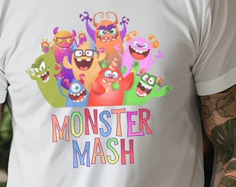 Colorful Monster Mash Graphic T-Shirt: Unisex Party Tee