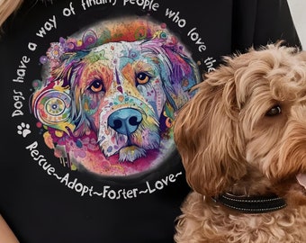 Rescue Dog Graphic Tee: Colorful Pet Lover Shirt
