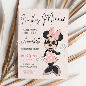 Minnie 3rd Birthday invitation, Minnie mouse party, Minnie Girl Third birthday decor digital evite instant download pink dots three year old