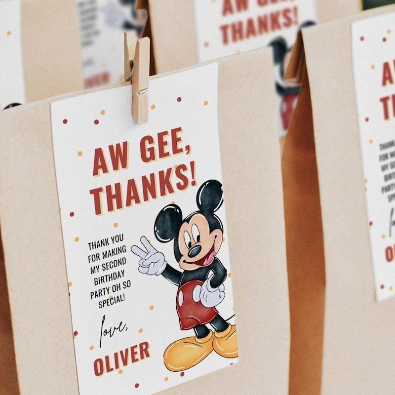 Mickey Mouse Thank You Cards - Etsy