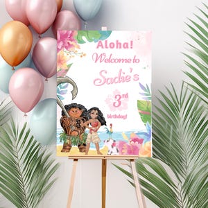 Moana Geburtstags-Willkommensschild, 3er 4er 5er 6er luau moana aloha, 1 Bild 1