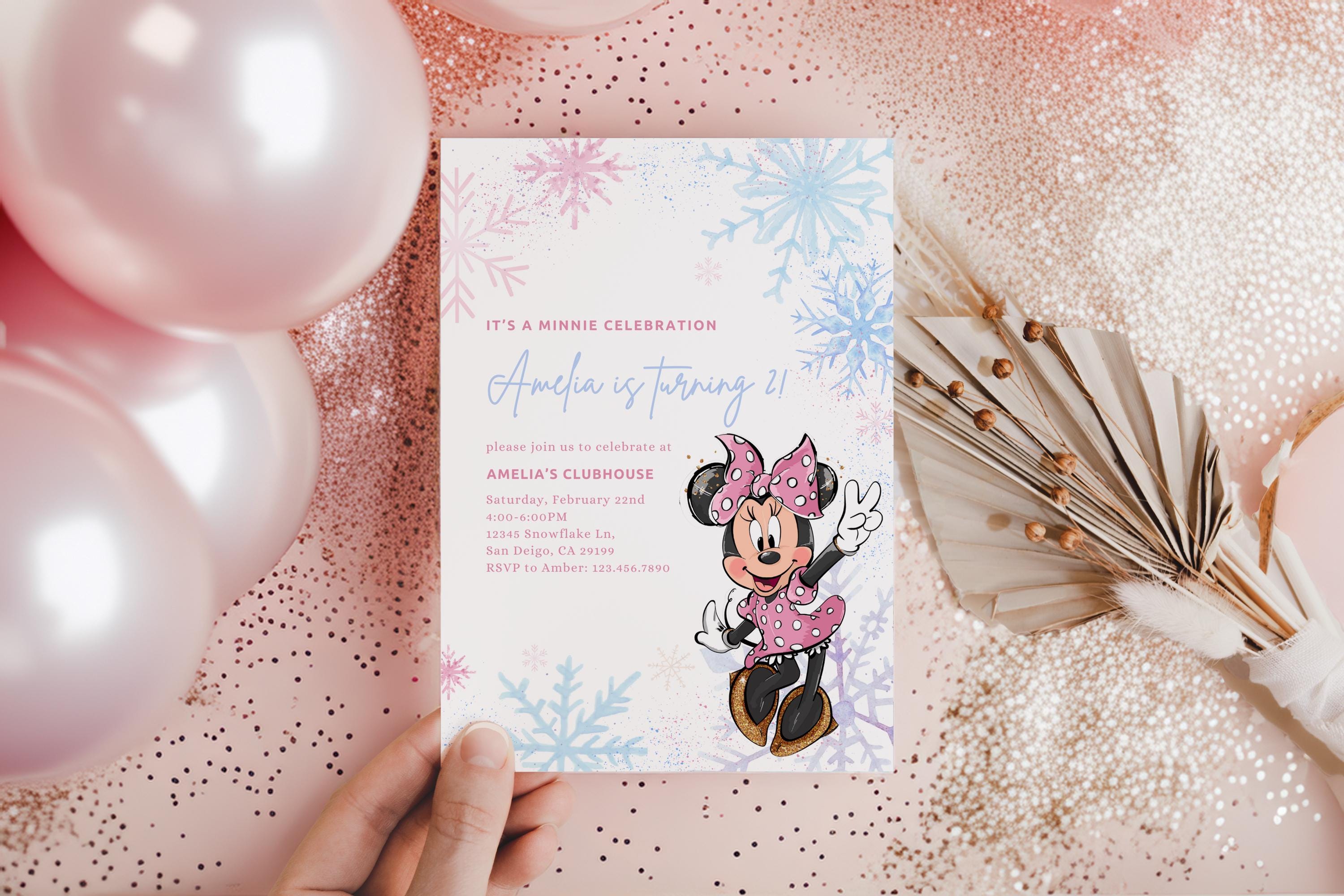 Winter Minnie Birthday invitation, oh twodles party, Two Groovy Oh Twoodles Invite, Girl 2nd birthday digital instant download snowflakes