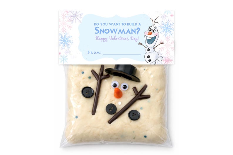 Frost Vill du bygga en snögubbe? Godispåseetikett, Anpassad Alla hjärtans dag-Olaf, Plastpåsdekorationer Utskrivbara Godisar, Alla hjärtans dag-godis bild 2
