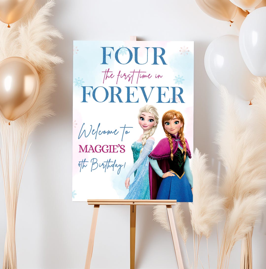 Frozen Birthday Welcome Sign, Princess Elsa Party, Frozen Decor ...