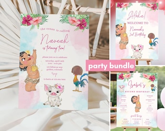 Signe de jalon d'anniversaire de bébé Moana, 1er 2e 3e 4e 5e 6e luau moana aloha, hei hei ocean decor poster décorations Maui stats board