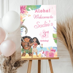 Moana Geburtstags-Willkommensschild, 3er 4er 5er 6er luau moana aloha, 1 Bild 2