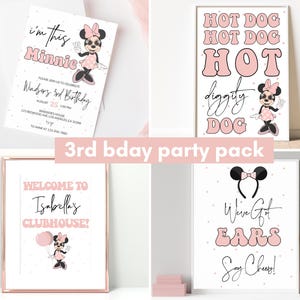 Minnie 3rd Birthday invitation, Minnie mouse party, Minnie Girl Third birthday decor digital instant download i&#39;m this minnie three year