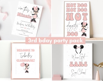 Minnie 3rd Birthday invitation, Minnie mouse party, Minnie Girl Third birthday decor digital instant download i'm this minnie three year