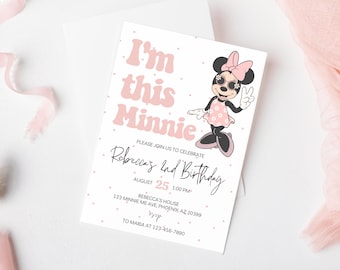 Oh Twodles Birthday invitation, Minnie mouse party, Oh Twoodles Invite, Minnie Girl 2nd birthday digital instant template Pink groovy