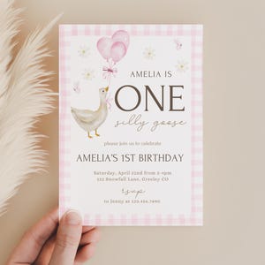 One Silly Goose Birthday Invite Goose First Birthday Party Decor One Silly Goose 1st Birthday Goose Theme Party Goose Birthday invitation