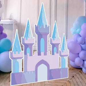 Schloss Dekor Ausschnitt png Prinzessin Geburtstagsparty Gefrorene Sofortige druckbare Fotokulisse lila blau Eis Schnee Winter Ballon Bogen Bild 2