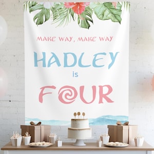 Moana Birthday Banner, 1st 2nd 3rd 4th 5th 6th luau moana aloha, 1st 2nd birthday hei hei ocean decor poster decorations backdrop cutout