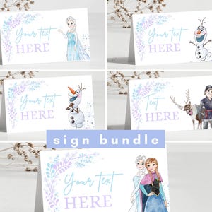 Frozen Birthday decor Signs, Princess Elsa Anna Olaf party, Frozen Decor, castle Snowflakes 2nd 3rd 4th 5th download poster food sign labels