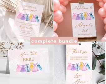 Invitación de cumpleaños de princesa, Érase una vez, invitación para niña 2.º, 3.º, 4.º, 5.º, 6.º, fiesta de disfraces de princesas, etiquetas de agradecimiento, letrero de bienvenida