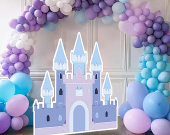 Castle Big Decor Cutout png princess Birthday Party Frozen Instant printable photo backdrop purple blue ice snow winter balloon arch