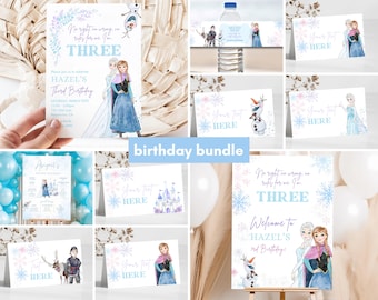 Frozen Birthday decor, Princess Elsa Anna Olaf party Invite Watercolor 3rd Third Three no right no wrong no rules for me welcome sign poster