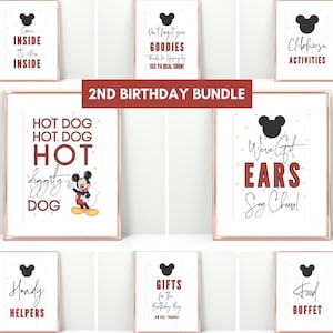 Paquete de cumpleaños Oh Twodles, fiesta de Mickey Mouse, decoración para el segundo cumpleaños, carteles con orejas de perro hot diggity para el segundo cumpleaños, dos años Twoodles imagen 1
