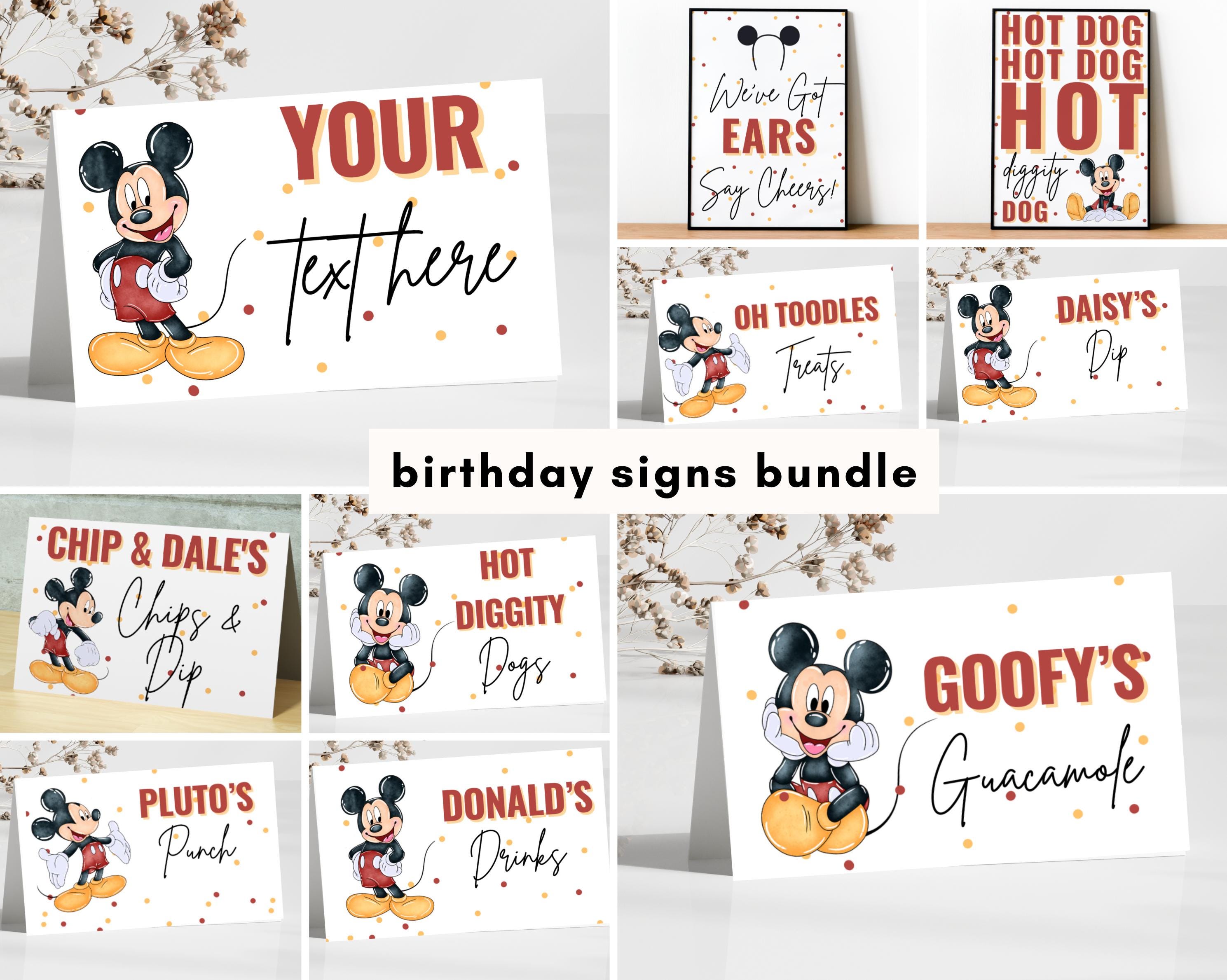 Editable Oh Toodles Birthday Bundle Boy 1st 2nd Birthday Bundle Signs Food Labels Hot diggity dog we've got ears party oh twodles decor