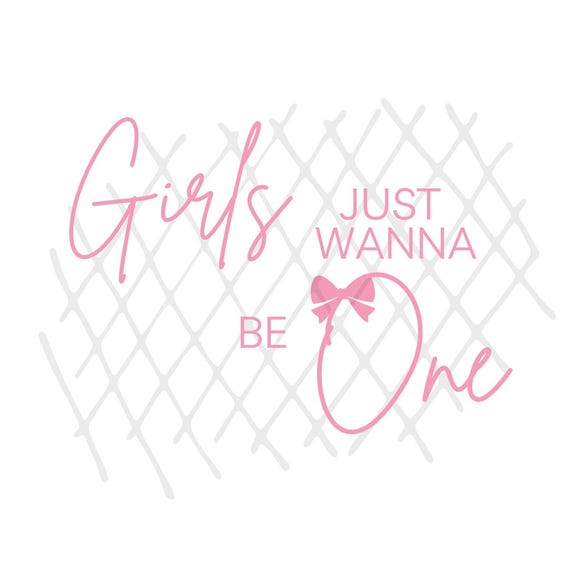 BOXOB Wandtattoo „Girls Just Wanna Be One“ – Rosa Schleife, Für 1. Geburtstag, Selbstklebend