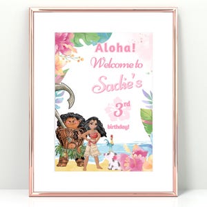 Moana Geburtstags-Willkommensschild, 3er 4er 5er 6er luau moana aloha, 1 Bild 3