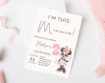 Inbjudan till födelsedag "Oh Twoodles", Mimmi Pigg-fest, inbjudan till två groovy Oh Twoodles, digital nedladdning för flickans 2-årsdag. Jag är Mimmi.