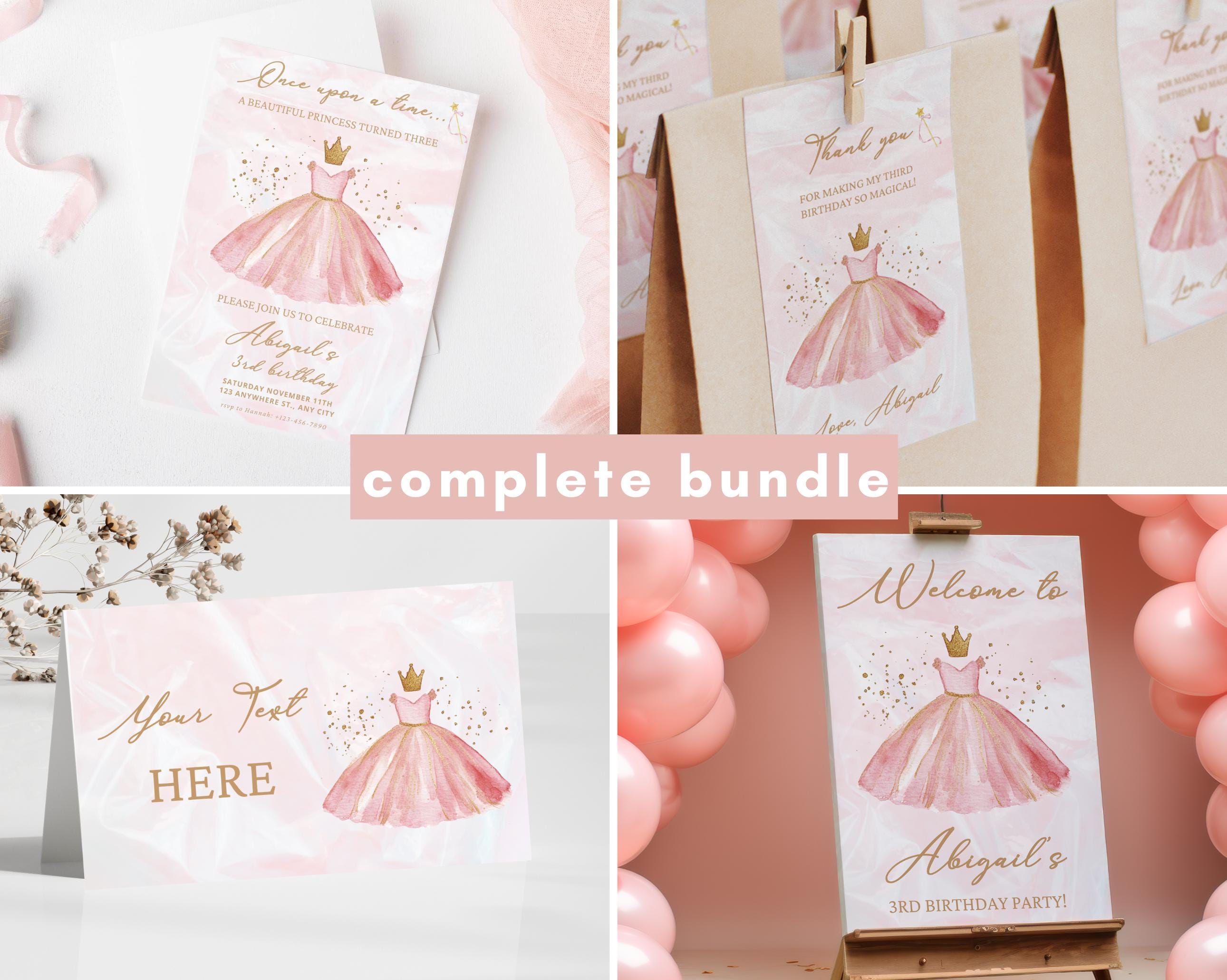 Four Ever A Princess Birthday Decorations Pink Gold Balloon Garland Arch Kit