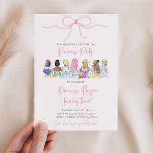 Invitation d'anniversaire de princesse, invitation de conte de fées fille du château 2ème 3ème 4ème 5ème 6ème appelant toutes les princesses déguisement fête congelée
