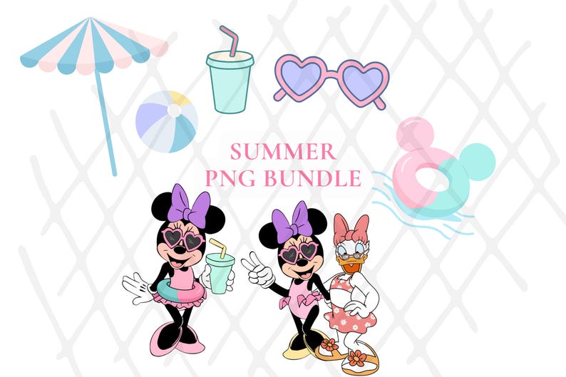Minnie and Daisy Beach Club Oh Twodles Birthday Png Clipart, Mouse Pool ...