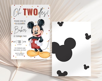 Oh Twodles Geburtstagseinladung, Micky-Maus-Party, 2.Geburtstag einladen, Zweiter Geburtstag digitale Evite sofort download zwei Jahre Twoodles