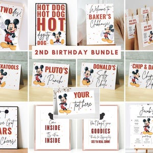 Mickey Invitation Birthday Bundle, mouse party invite, 2nd Decor, First decorations Boy Hot Diggity Dog Clubhouse Ears Oh Twodles Twoodles image 1
