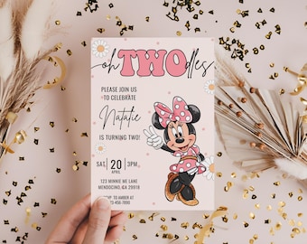Oh Twodles Birthday invitation, Minnie mouse party, Two Groovy Oh Twoodles Invite, Girl 2nd birthday digital instant download template