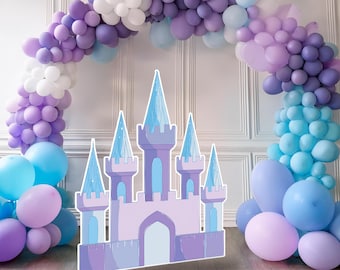 Castle Big Decor Cutout png princess Birthday Party Frozen Instant printable photo backdrop purple blue ice snow winter balloon arch