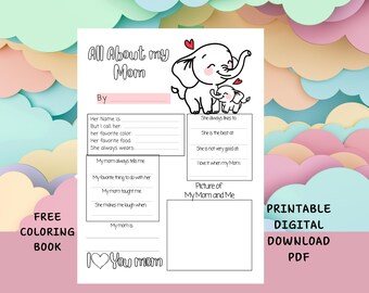 All About My Mom Printable, Kids DIY Gift + Coloring Book (PDF)